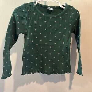 babyGAP 3T Green Thermal Waffle Knit Star Top
